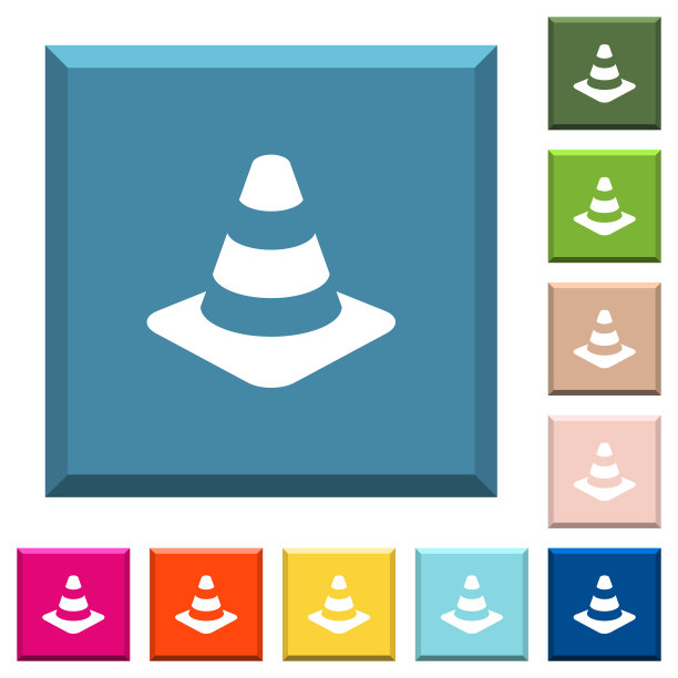 交通锥白色图标上的方形按钮图片下载