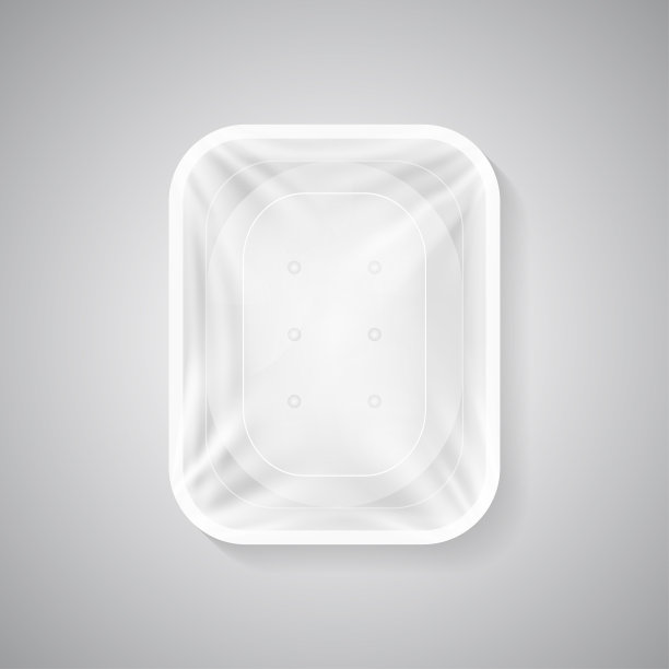 白色塑料容器，表面起皱，内部空着空间，用于包装你的食品设计和品牌。新鲜和整洁的膳食呈现与现实的电影。图片下载