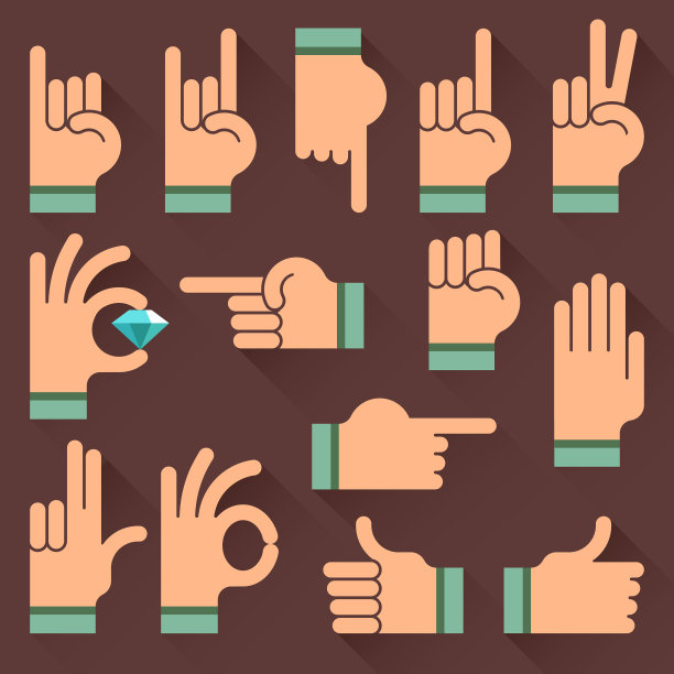 不同的手，手势，信号，平面图标图片下载