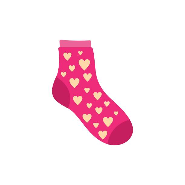 心形图案的袜子，平底风格图片下载