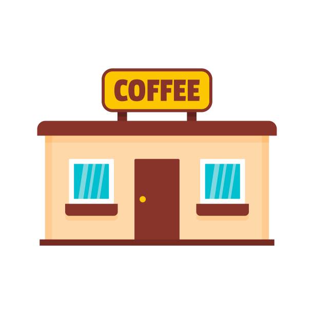 咖啡店图标，平面风格。图片下载