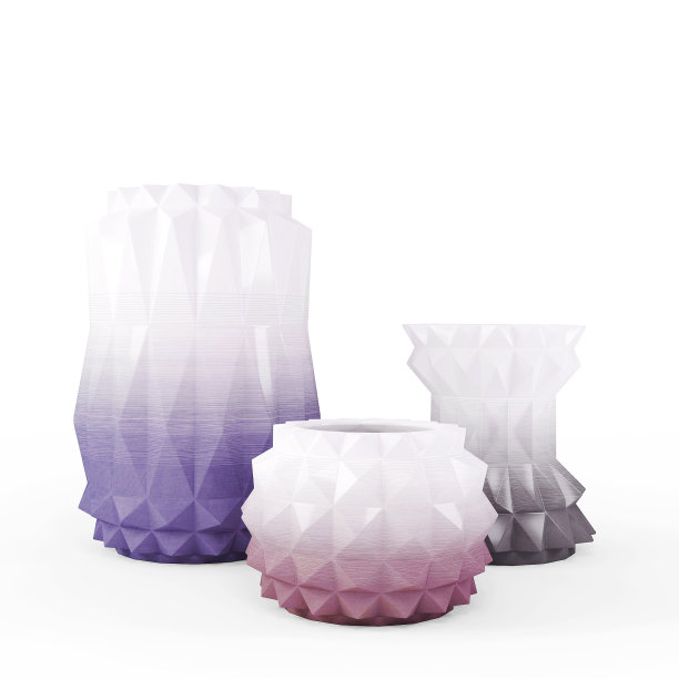 彩色的Ombre效果几何装饰花瓶套图片下载