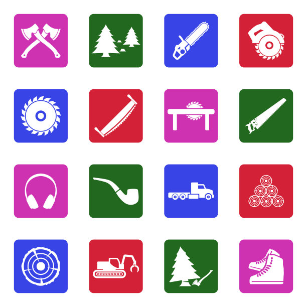 伐木工人图标。广场上的白色平面设计。矢量插图。图片下载