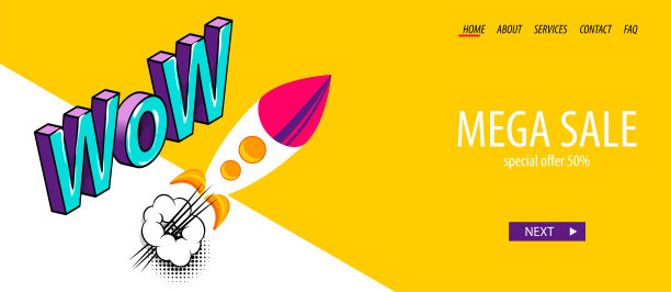 等距旗帜业务平面网站背景图片下载