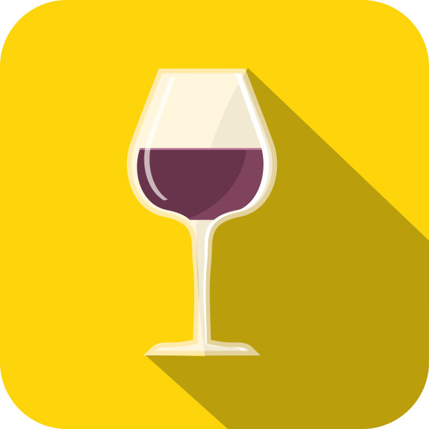 酒杯与红酒平面设计主题图标设置与阴影图片下载