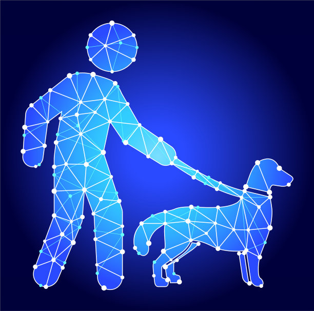 残疾狗蓝色三角形节点向量模式图片下载