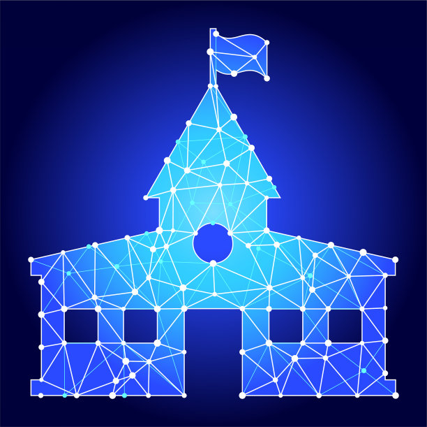 学校蓝色三角形节点向量模式图片下载