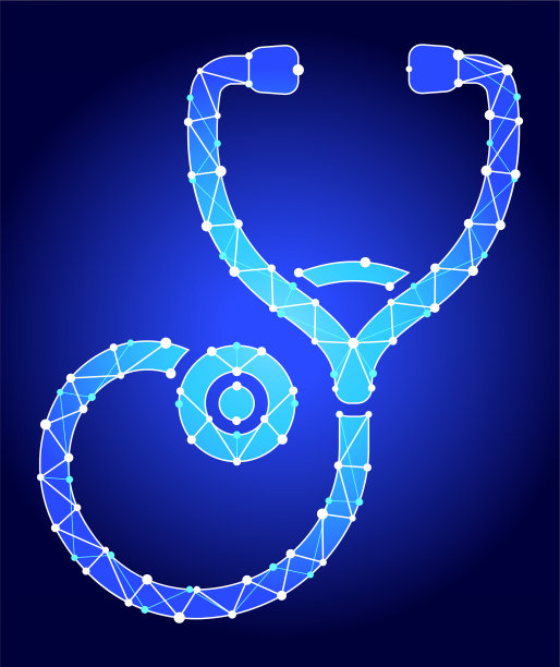 听诊器蓝色三角形节点矢量模式图片下载