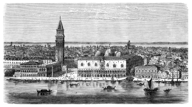 威尼斯圣马可广场与康帕尼尔，意大利图片下载