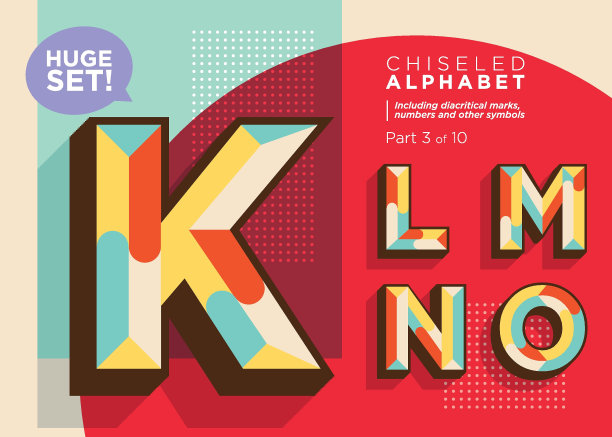 向量马赛克排版。变形几何类型。时尚复古字体的DJ音乐海报，俱乐部传单，Fest邀请，游戏设计。旧的字母表。丰富多彩的文艺范儿十足的背景。时髦的字体。图片下载