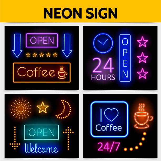 现代数字广告霓虹灯概念图片下载