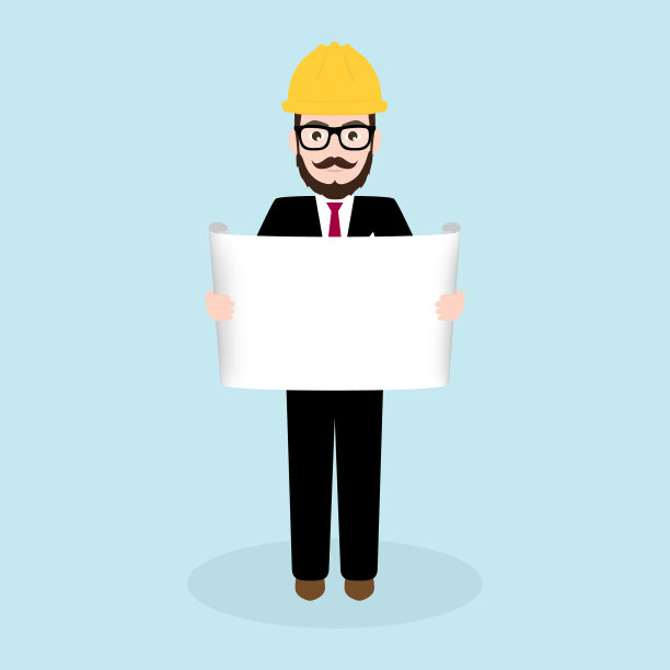 潮人工程师拿着图纸，审查施工计划。图片下载