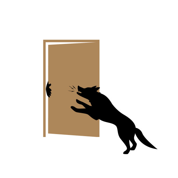 狗保护家从小偷剪影矢量插图场景图片下载