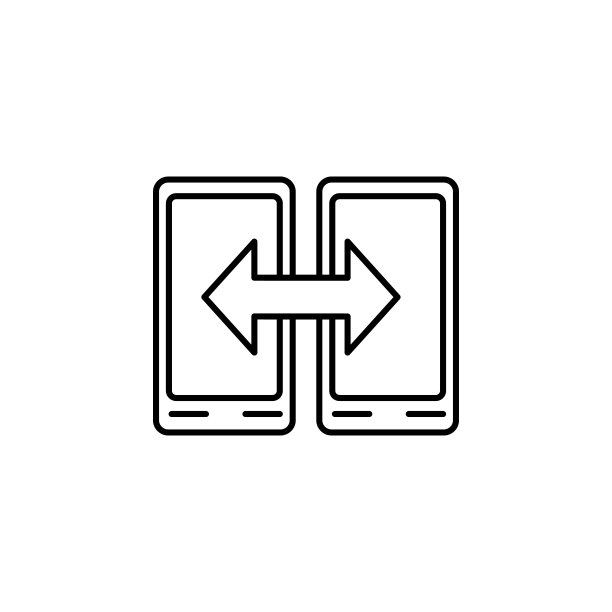 智能手机数据交换图标，适用于网站、网页设计、移动应用和信息图表的简约元素，网站设计、应用开发细线图标图片下载