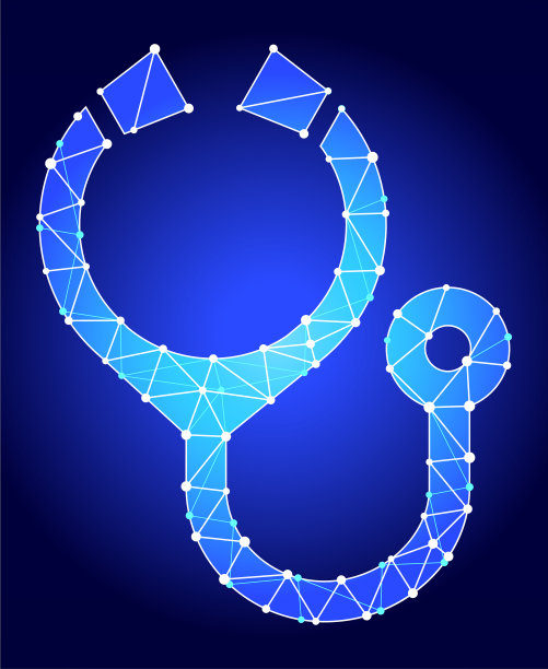 听诊器蓝色三角形节点矢量模式图片下载