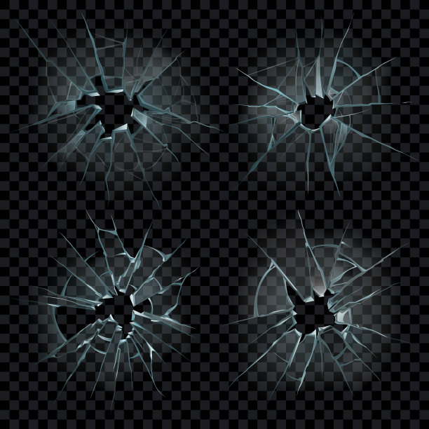 现实的破碎的玻璃。镜子的碎片。破碎的镜子碎片和破碎的裂缝孤立向量集图片下载