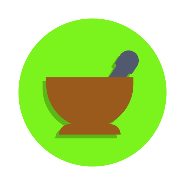 彩色香料研磨机在绿色徽章图标。移动概念和web应用的科学和实验室元素。香料研磨机图标图片下载