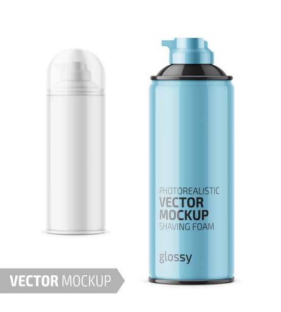 白色光滑的剃须泡沫罐。图片下载