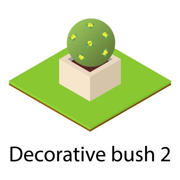 圆形灌木图标，等距风格图片下载
