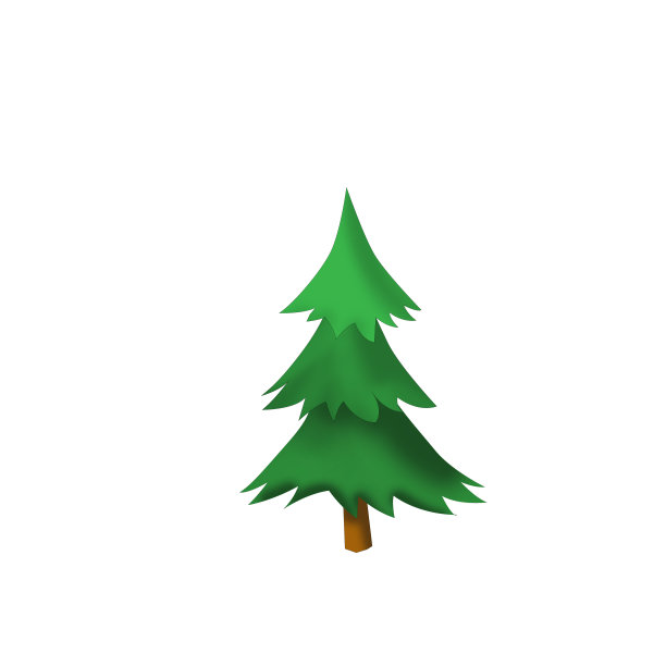 云杉孤立的白色背景，手绘。风格化的绘制一棵圣诞树图片下载