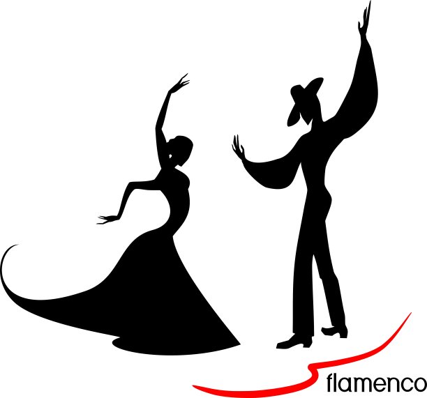 女性和男性弗拉明戈舞者的程式化剪影图片下载