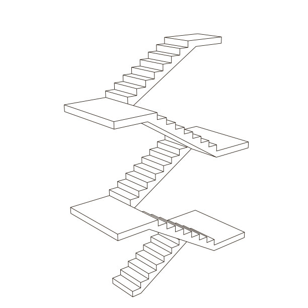 楼梯平台。矢量插图轮廓。图片下载