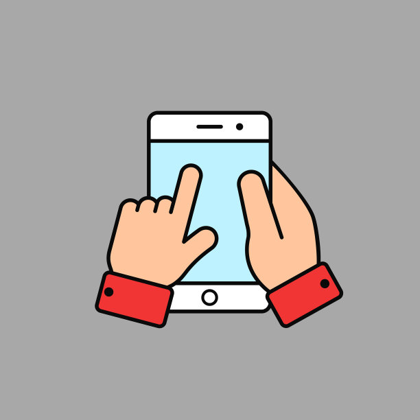 手持智能手机，触摸黑屏图标。矢量图图片下载