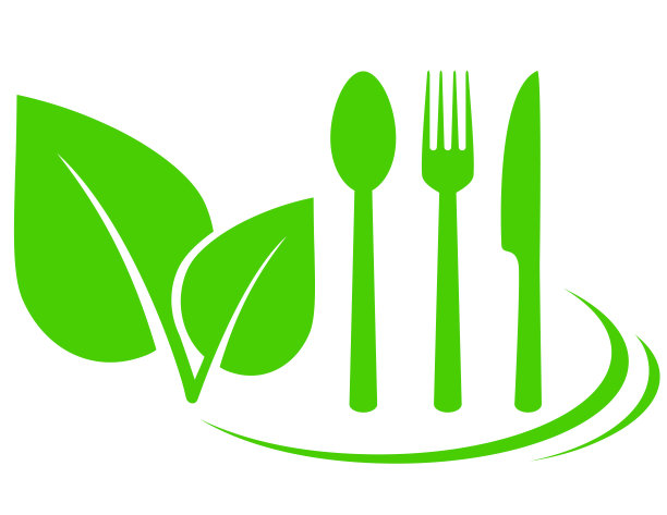 素食者的图标，有叶子，刀叉图片下载