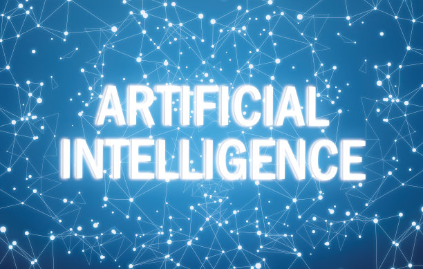 蓝色背景下的数字人工智能界面图片下载