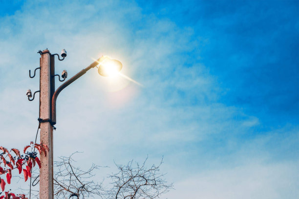 秋天的路灯。图片下载