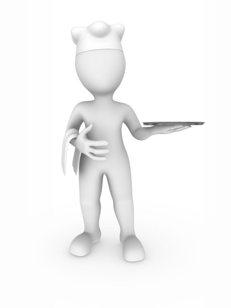 3d厨师与托盘在手图片下载