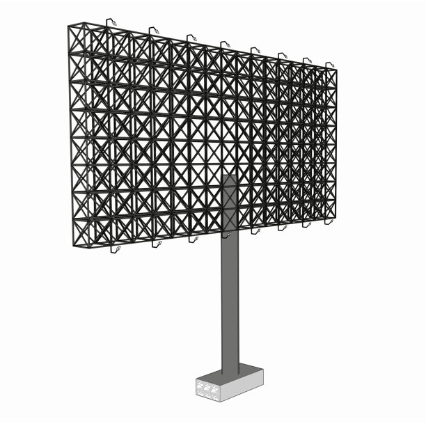 正面视图的空白广告广告牌钢结构尺寸16 × 32米约30米高，可用于广告设计或向公众发送信息或任何目的的公共关系或公关。图片下载