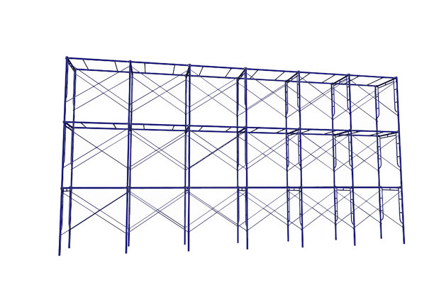 脚手架框架3层，日本标准型孤立在白色背景。可按用户要求填充尺寸或其它安全标准。用于施工内容或脚手架租赁供应商。图片下载