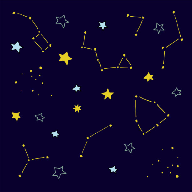 矢量手绘孤立的元素，星座和恒星。图片下载