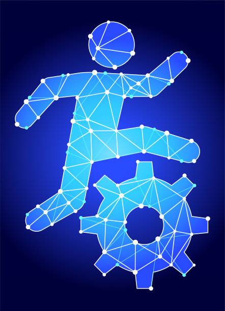 棍图运行齿轮蓝色三角形节点矢量模式图片下载