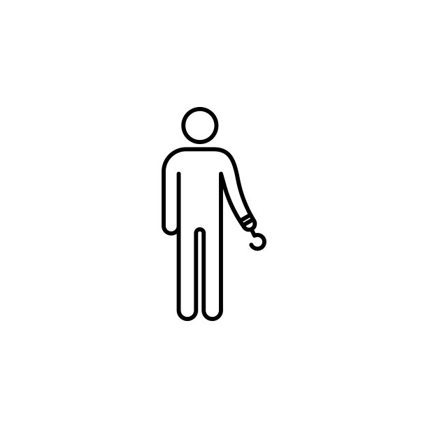 单臂男人图标。用于移动概念和Web应用程序的残疾人图标元素。细线单臂男人图标可用于Web和移动图片下载
