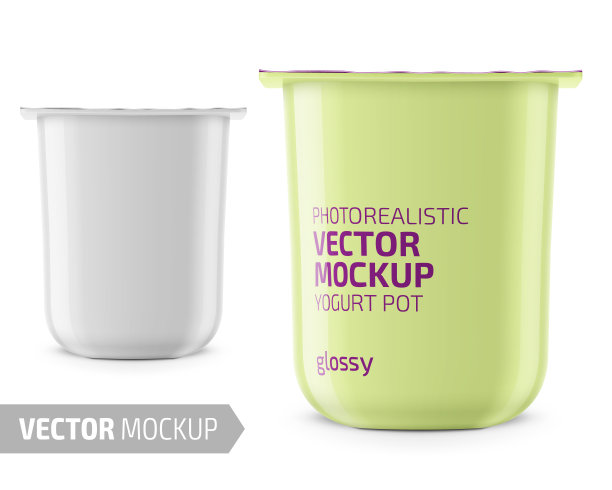 白色酸奶罐模板。图片下载