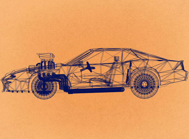 跑车-复古建筑师蓝图图片下载