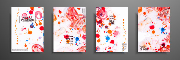 手绘卡片收集由丙烯酸自制纹理。液体彩色纹理。流体艺术。抽象画模板。设计横幅，海报，封面，邀请，海报，小册子，传单。图片下载