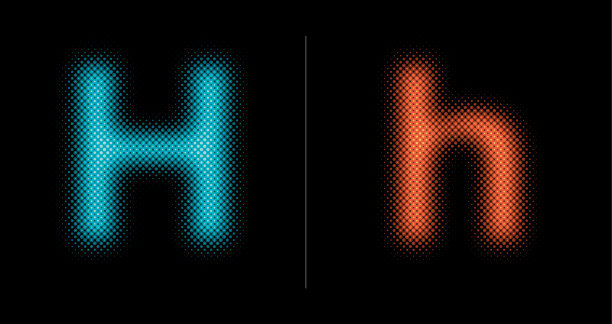 大写和小写字母H(霓虹半色调设置)图片下载