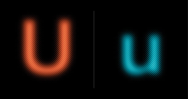 大写字母和小写字母U(霓虹半色调设置)图片下载