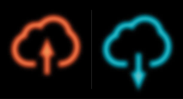 上行和下行的云图标(霓虹半色调设置)图片下载