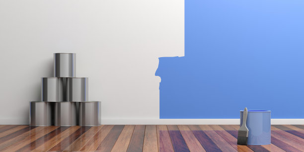 一堵空墙的画。改造的概念。三维演示图片下载