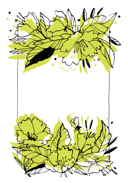 创意花卉图形插画黑色墨水纹理手绘矢量素材图片下载