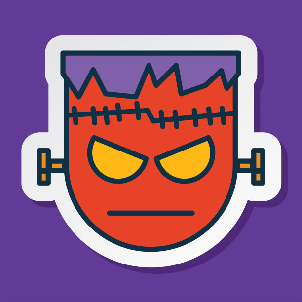 万圣节线图标贴纸弗兰肯斯坦怪物图片下载