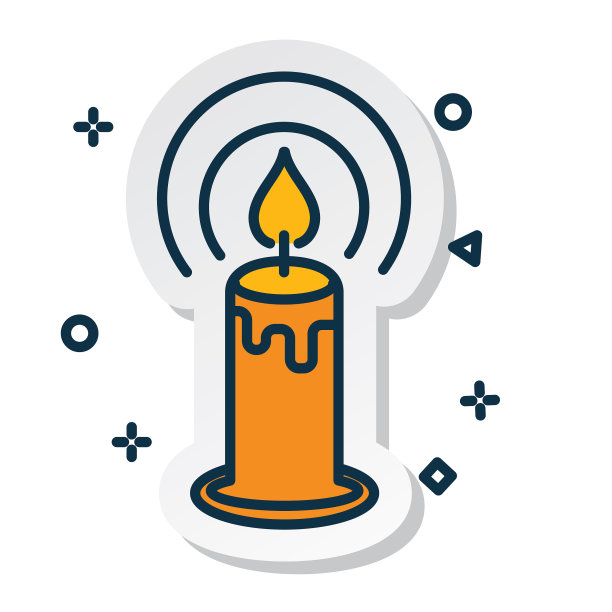 万圣节线图标贴纸蜡烛图片下载