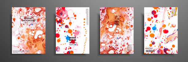 一套通用卡。流体艺术。手绘卡片与抽象垃圾纹理。用于印刷材料，请柬，贺卡，封面，海报，海报，明信片，小册子和传单。图片下载