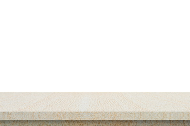 空木桌，孤立在白色背景，横幅，桌面，货架，柜台设计的产品展示蒙太奇图片下载