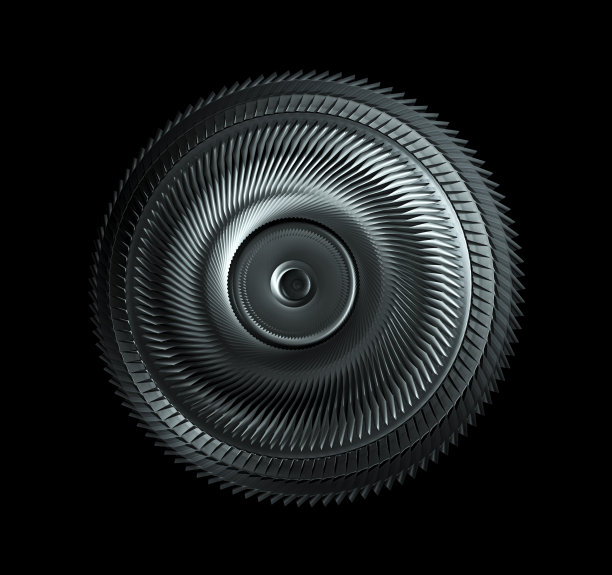 钢轮隔离在黑色背景，工业机器部分图片下载