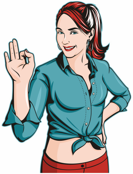 做“OK”手势的女人图片下载